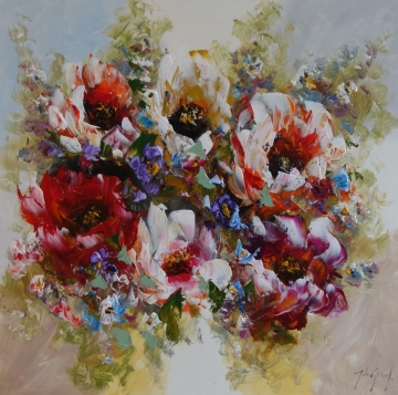 Schilderij bloemen 100x100