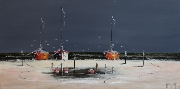 Schilderij boten 60x120