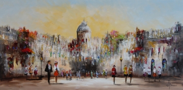 Schilderij stadsgezicht 70x140
