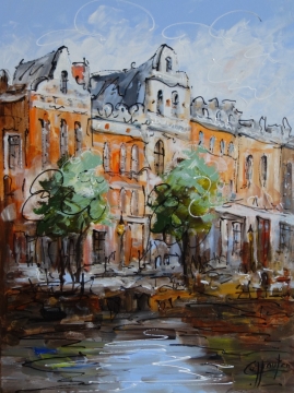 Schilderij grachten stad 60x80