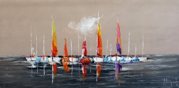 Schilderij zeilboten 60x120
