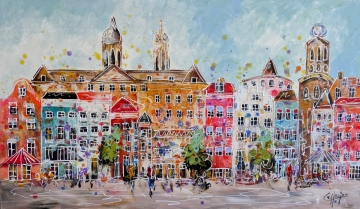 Schilderij modern stadsgezicht 70x120
