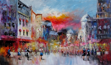 Schilderij stadsgezicht 70x120