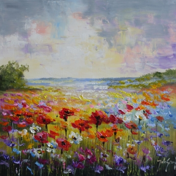 Schilderij landschap 70x70