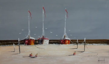 Schilderij boten 60x100