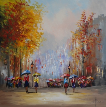 Schilderij stadsgezicht 100x100