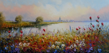 Schilderij landschap 80x160