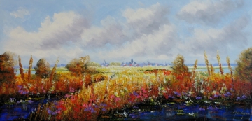 Schilderij landschap 70x140