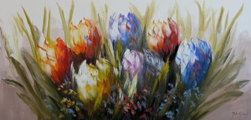 Schilderij tulpen 70x140