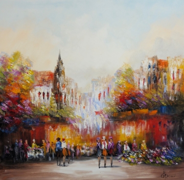 Schilderij stadsgezicht 100x100