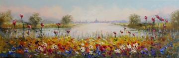 Schilderij landschap 50x150