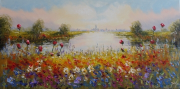 Schilderij landschap 70x140