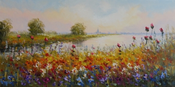 Schilderij landschap 70x140