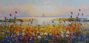 Schilderij landschap 70x140