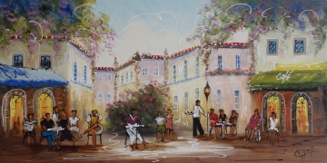Schilderij modern stadsgezicht 70x140