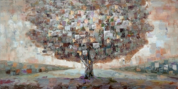 schilderij boom 70x140