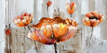 Schilderij bloemen 70x140