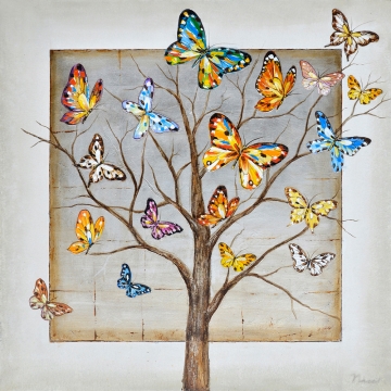 Schilderij vlinders 100x100
