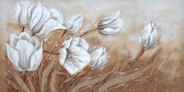 Schilderij bloemen 70x140