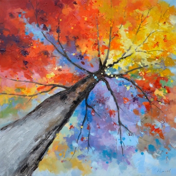 Schilderij boom 100x100