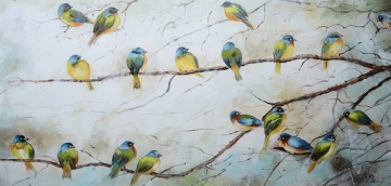 Schilderij vogels 70x140