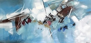 Schilderij abstract 70x140