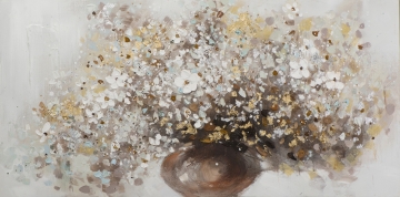 Schilderij bloemen in vaas 70x140