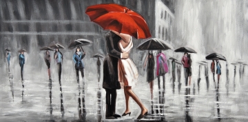 Schilderij stadsgezicht figuratief 70x140