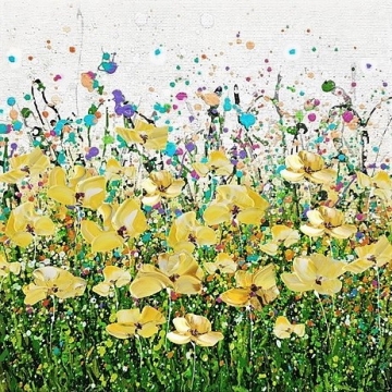 Schilderij bloemenveld 100x100