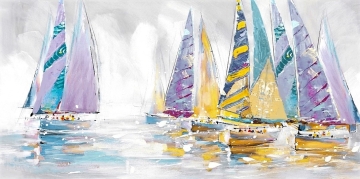 Schilderij zeilboten 70x140