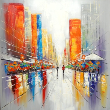 Schilderij stadsgezicht 100x100