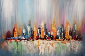 Schilderij abstracte skyline 100x150