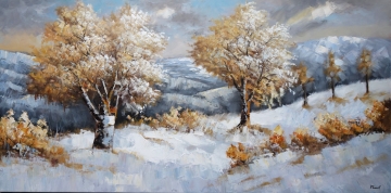 Schilderij winterlandschap 70x140