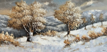 Schilderij winterlandschap 70x140