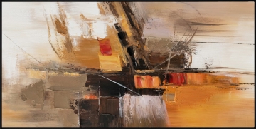 Schilderij abstract met lijst 70x140