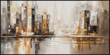 Schilderij abstract skyline 70x140
