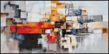 Schilderij abstract met lijst 70x140