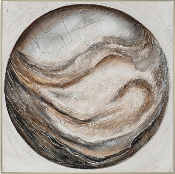 Schilderij abstract cirkel aardetint 100x100