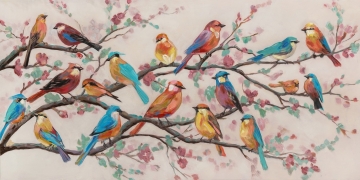 Schilderij vogels 70x140