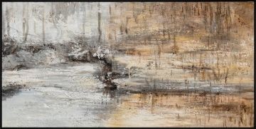 Schilderij abstract met lijst 70x140
