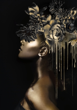 Black gold woman I op canvas 70x100 