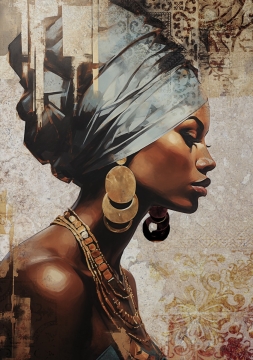 African lady op canvas 70x100 