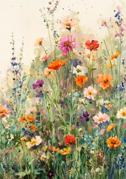 Bloemenveld op canvas 70x100 