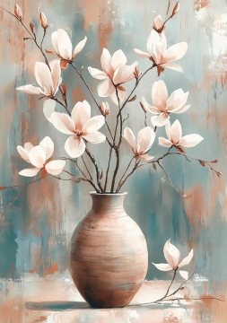 Vaas met bloemen op canvas 70x100 