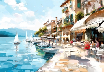 Haven mediterranee op canvas 70x100 
