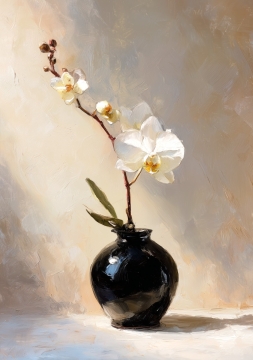 Vaas met orchidee op canvas 70x100 