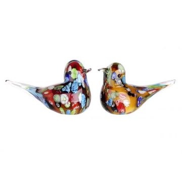 Beeldenset glas vogeltjes