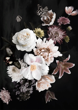 Bloemen op glas 70x100