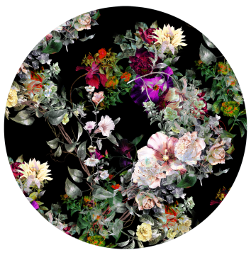 Bloemen op glas rond 70cm