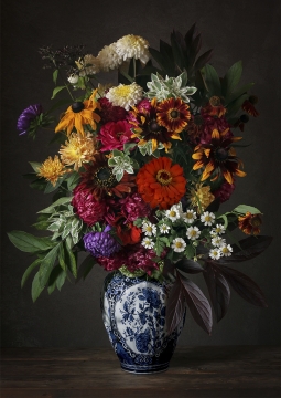 Flower bouquet II op glas 70x100